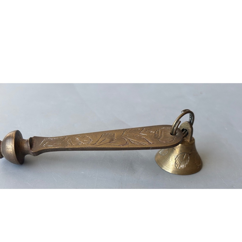 Vintage Sarna Brass India Bell Floral Engraved Rotary Phone Dialer